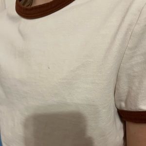 Brown and white crop top